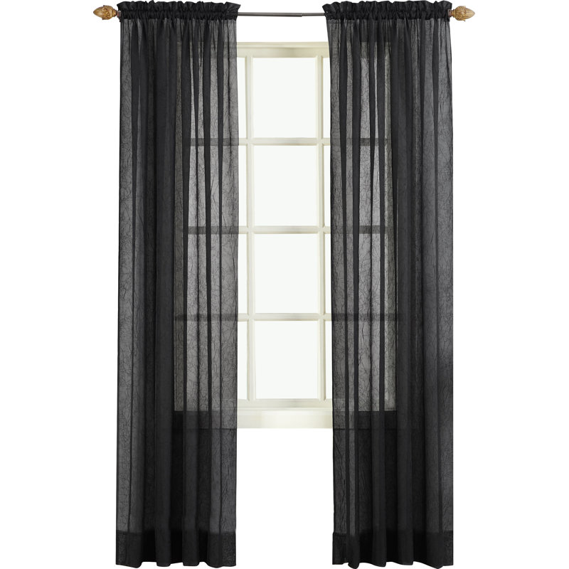 Panneau de rideau diaphane avec passe-tringle Maxon, l 51 po x L 63 po, Noir