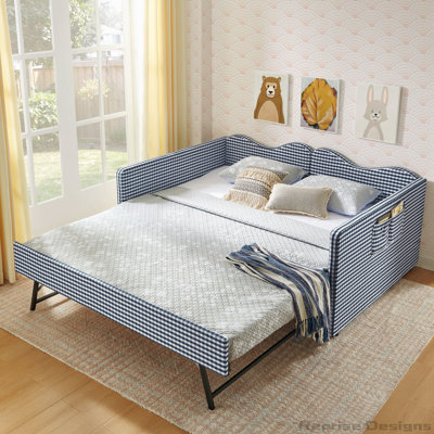 Lit de jour rembourré avec couchette gigogne Gingham