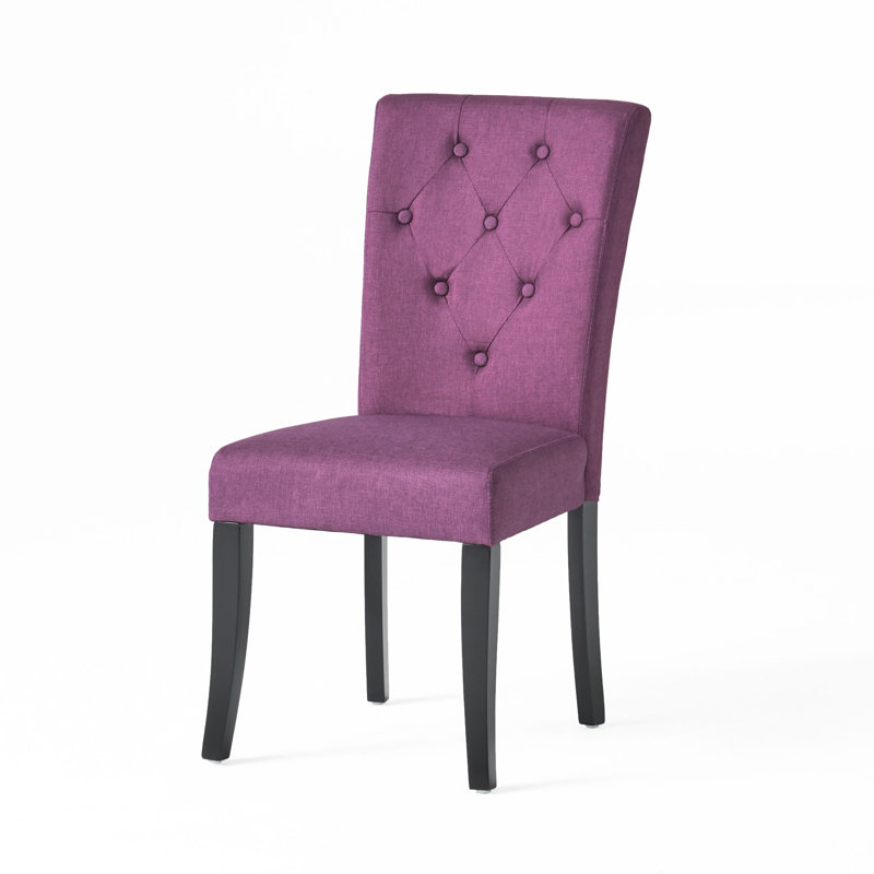 Chaise d'appoint rembourrée et capitonnée Aristeo, Mauve foncé