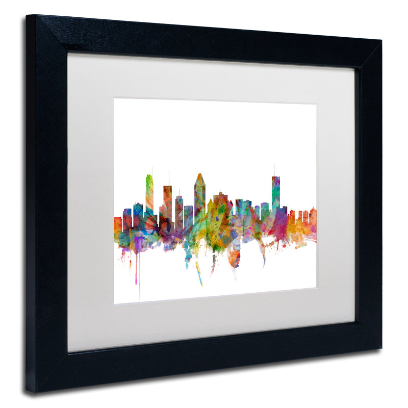 « montréal canada horizon », impression encadrée, H 11 po x l 14 po x P 0,5 po, Blanc, Cadre noir