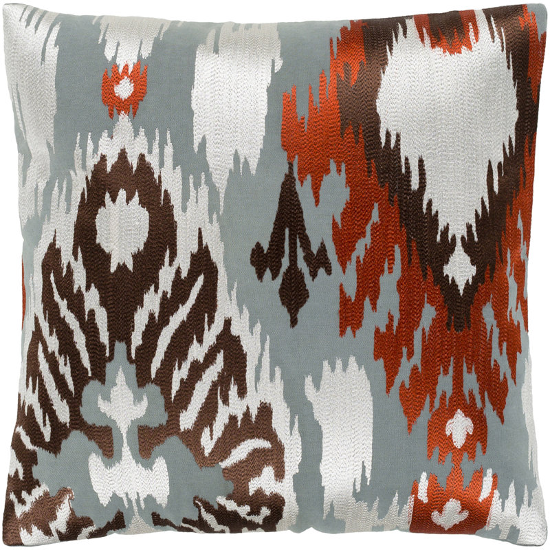 Housse de coussin en coton Ara, 20 po x 20 po, Gris / blanc, Housse de coussin seulement