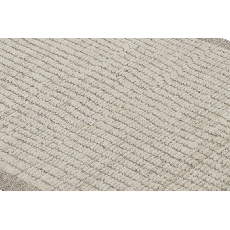 Rug & Kilim’S Extra-Long Kilim Runner Rug With White Textural Stripes And Striae, Runner 3'1" x 18'10"