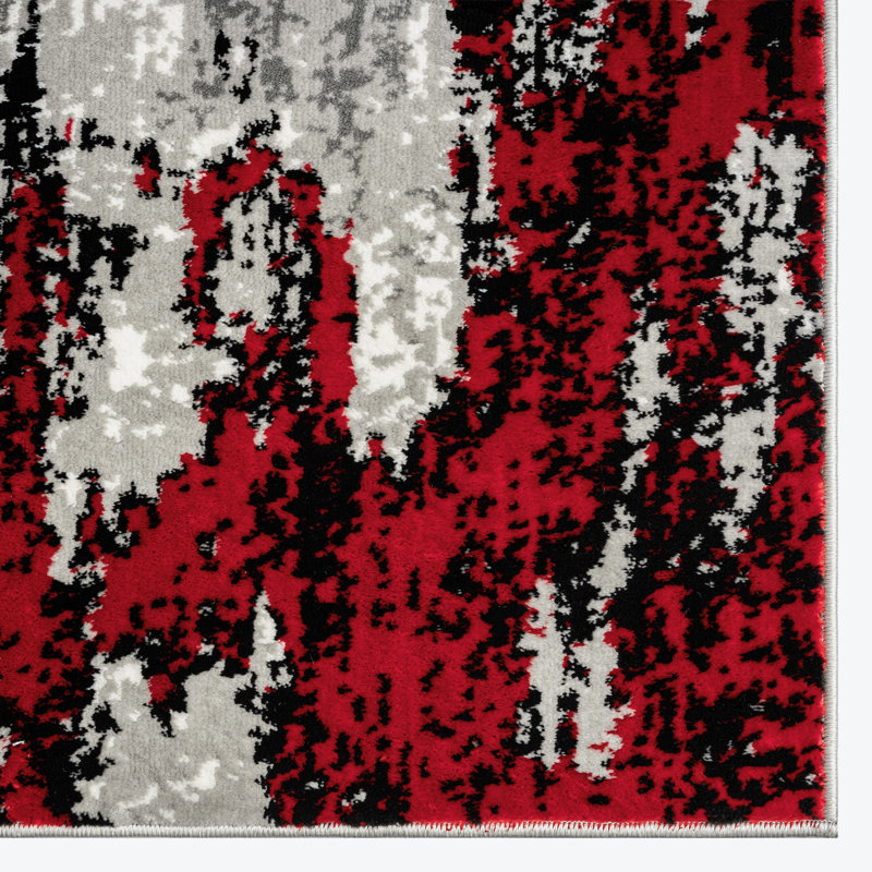 Tapis rectangulaire rouge / blanc en polypropylène tissé à la machine, Tapis de couloir de 2 pi x 7 pi