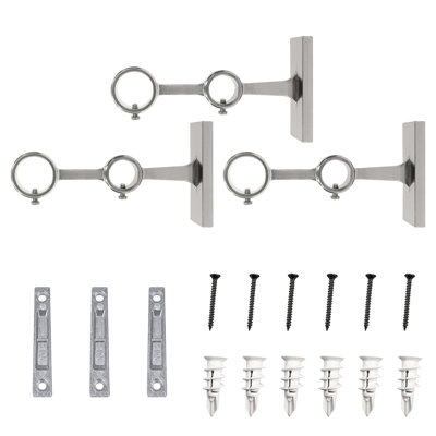 Lumi Home Furnishings Non-Adjustable Double Curtain Rod Brackets 1 in. (3-Piece)