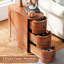 Malaga Wood Narrow Side Table with 3 Drawers -1227932386