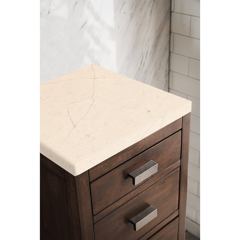 Addison 15" W Bathroom Cabinet, Eternal Marfil, Mid-Century Acacia