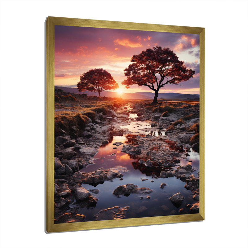 Arbres de l'aube Wybolt Allemagne, Encadrement doré, H 44 po x l 34 po x P 1,5 po