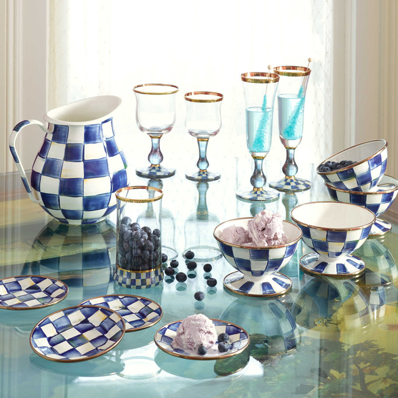 Courtly Check Check Pitcher, Royal/White