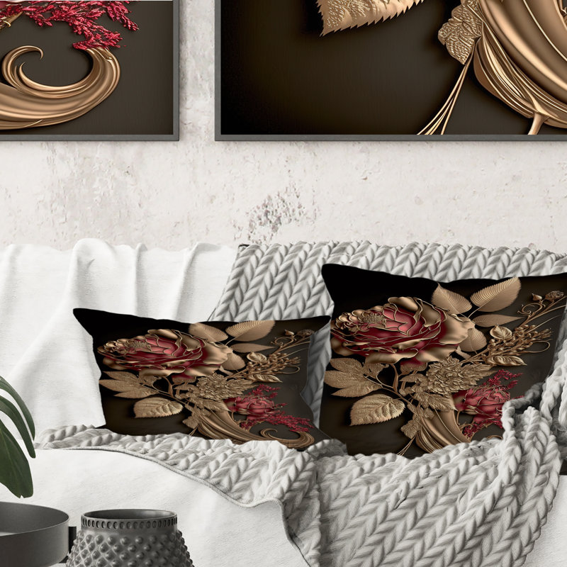 Gilded Rose Vintage Glam I - coussin à imprimé floral, H 18 po x l 18 po