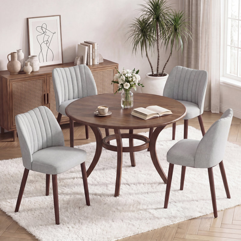 Upholstered Fabric Dining Chair, Light Grey