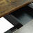 55.11" -70.86" Retro Rectangular Stretch Dining Table, Antique Wood Top And Black Relief Plate Fine Sand Cross Iron Foot Base Dining Table, With Storage Box.-1911333493
