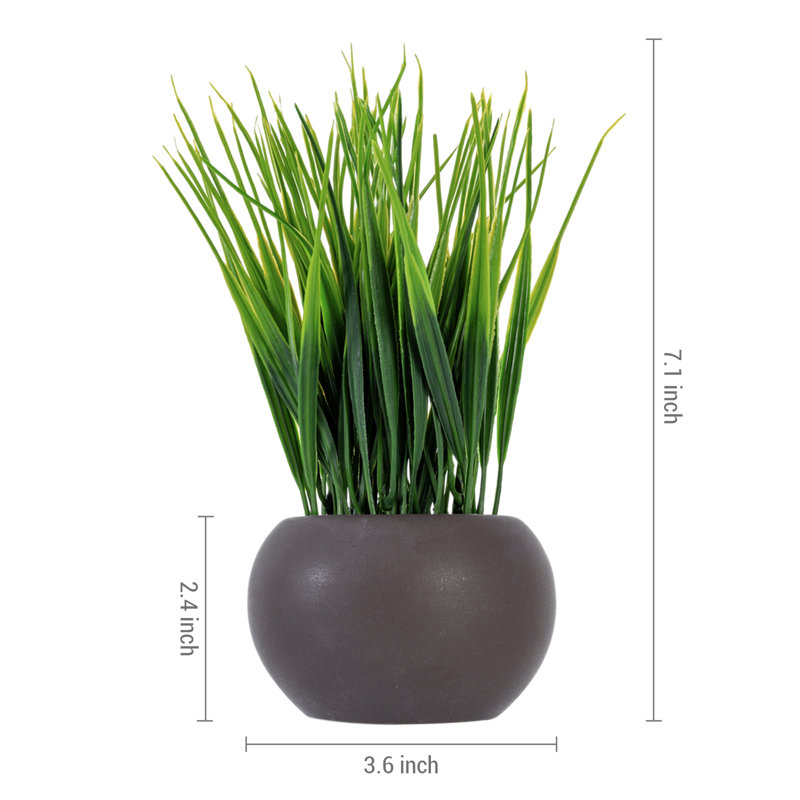 Herbes artificielles 7,1 po avec pot rond