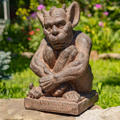 18in. Tall Gargoyle Statue Grasping Knees
