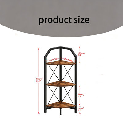Tablettes d'angle, étagères de coin de style industriel, étagères de rangement d'angle, étagères de présentation de plantes, étagères de bibliothèque appropriées pour les chambres à coucher, les salons et les bureaux à domicile,