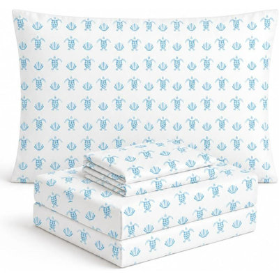 Seashells and Turtles Sheets Twin Bedding Set - Super Soft 3-Piece Coastal-Themed Bed Sheet Set for Kids & Teens – Sea Turtle & Seashell Bedding & Room Décor