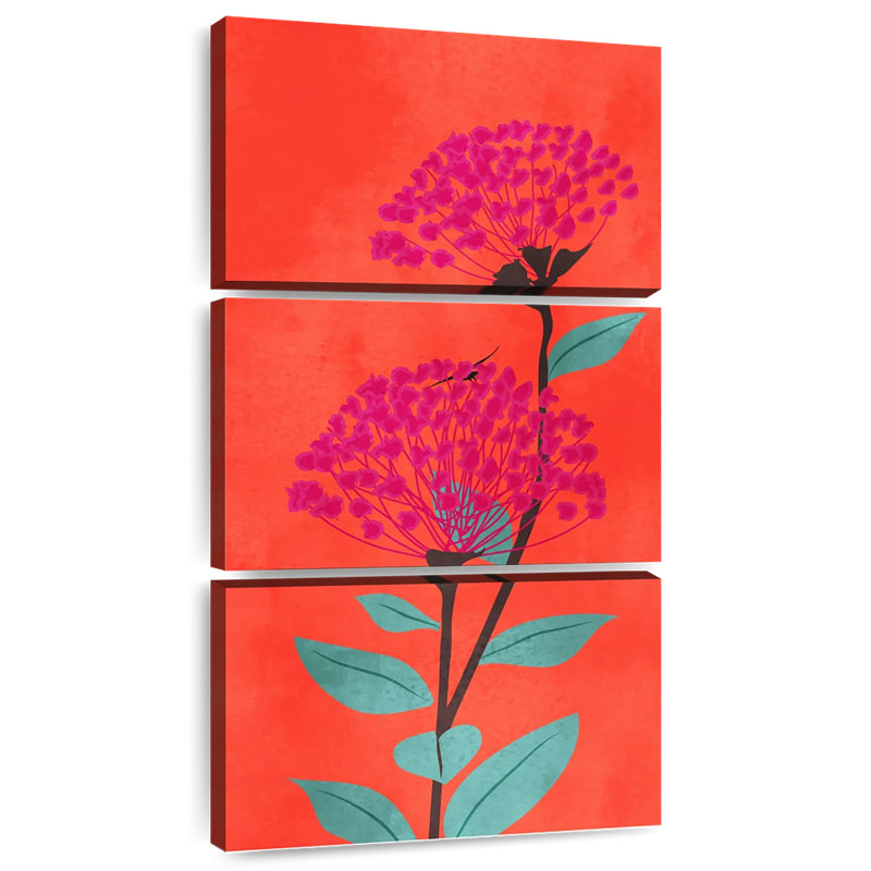 Fleur tropicale au coucher du soleil, H 44 po x l 21 po