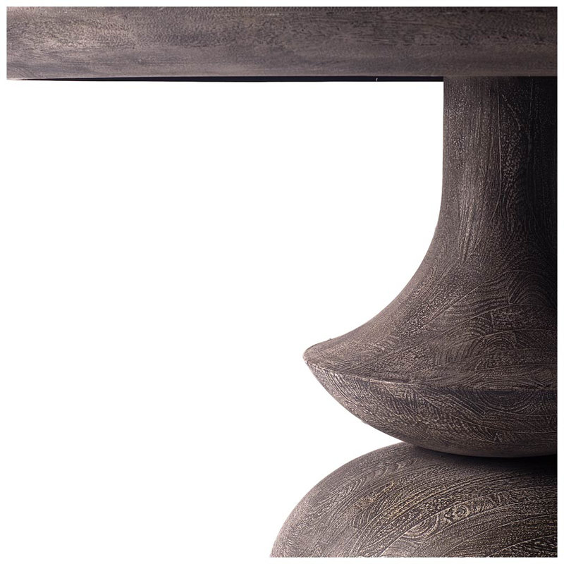 Ab Round Solid Wood Dining Table, Charcoal