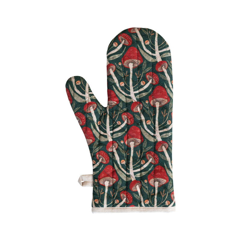 Gant de cuisine en coton matelassé à motif champignon