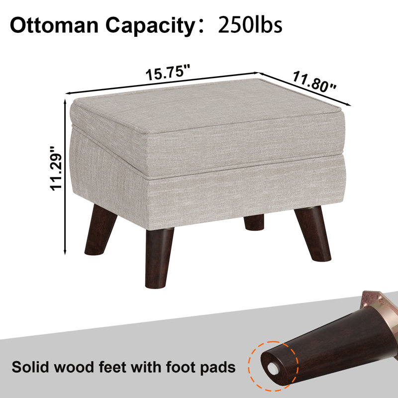 Tabouret de rangement rectangulaire de 15,75 po de large avec couvercle rabattable, fauteuils de repose-pieds de vestibule et repose-pieds