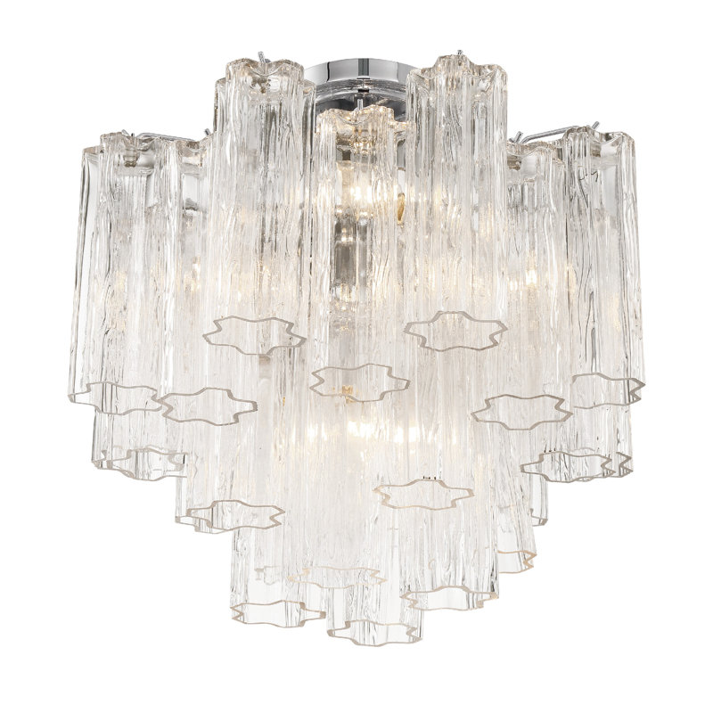 Dalpat Glass Semi Flush Mount, Polished Chrome