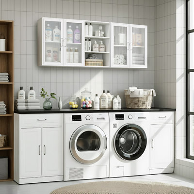 63'' Laundry Room Wall Cabinets Shelves Set