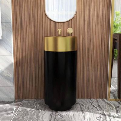 Lavabo de salle de bain piédestal circulaire en acier inoxydable de 2,75 po de hauteur