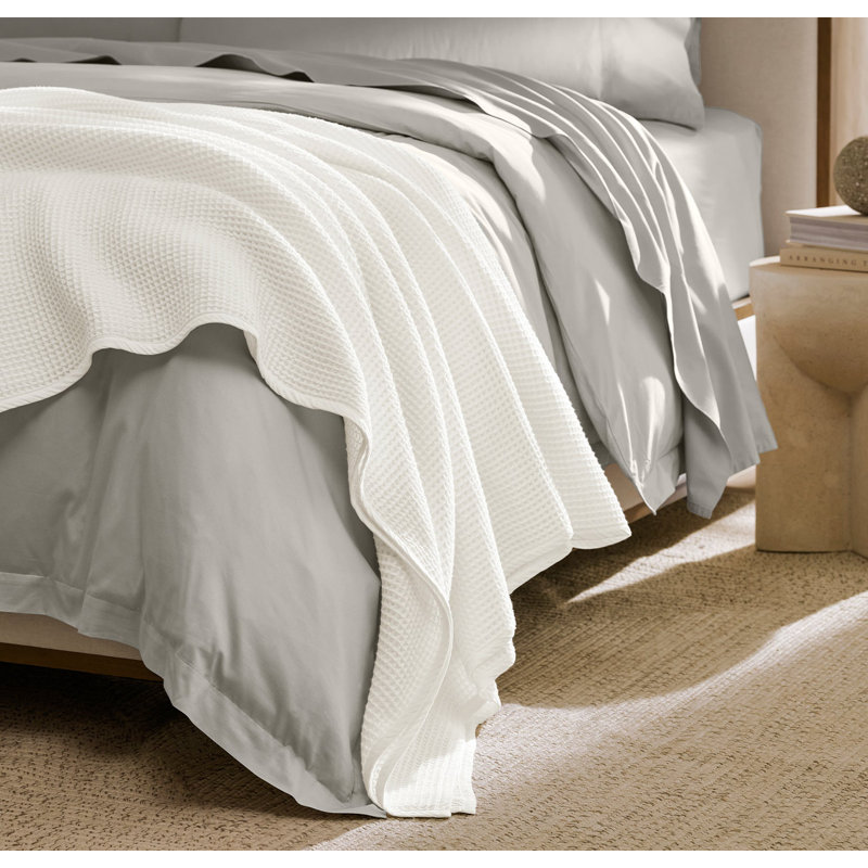 Waffle Bed Blanket, White, King