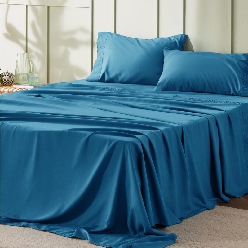 Bedsure Polyester Microfiber Sheet Set Hotel Luxury Sheets, Easy Care Cooling Bed Sheet Set 84GSM(89" x 101")GentleSoft™️