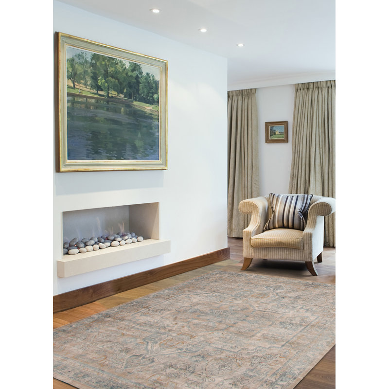Tapis beige / bleu / brun Heriz, Rectangle 5 pi 3 po x 6 pi 7 po