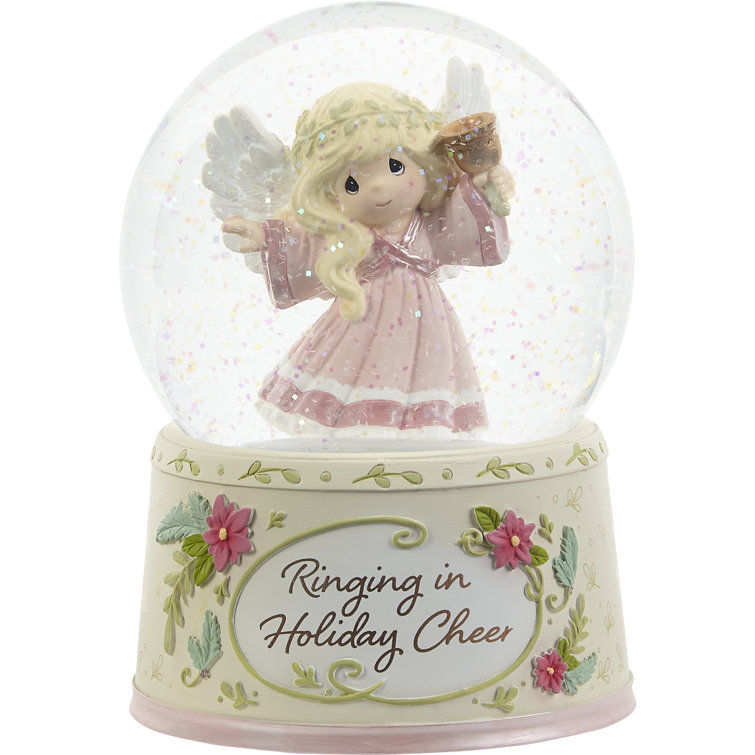 Ringing in Holiday Cheer Annual Angel Resin/Glass Snow Globe
