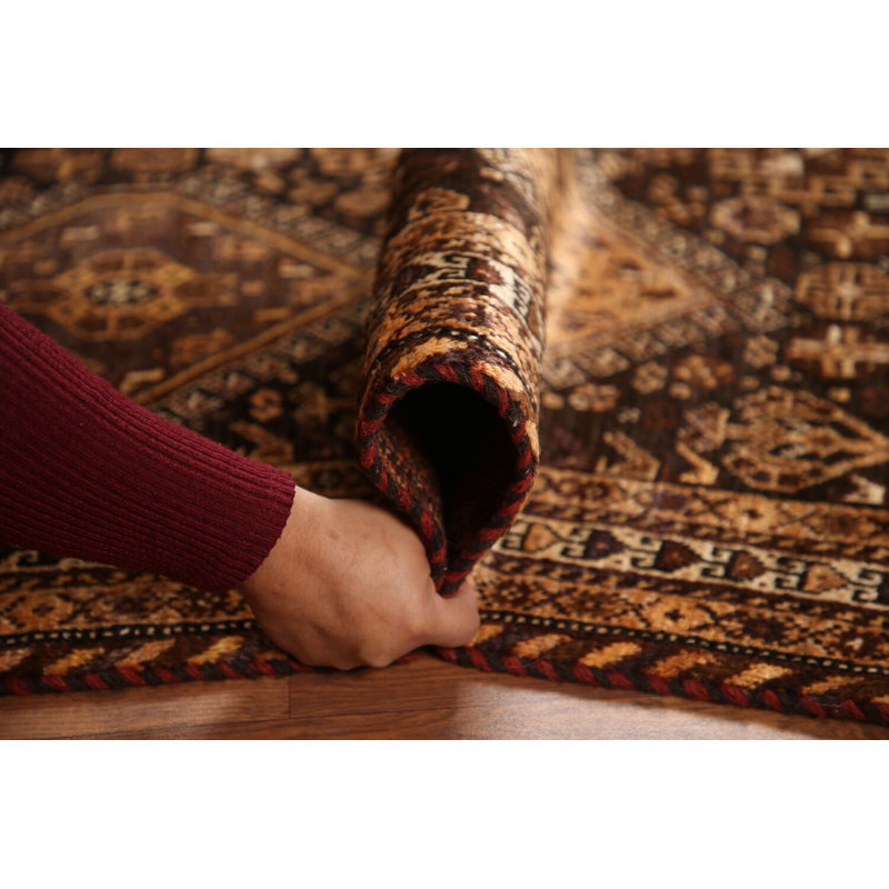 Tapis de couloir brun et rouille traditionnel 4 x 9