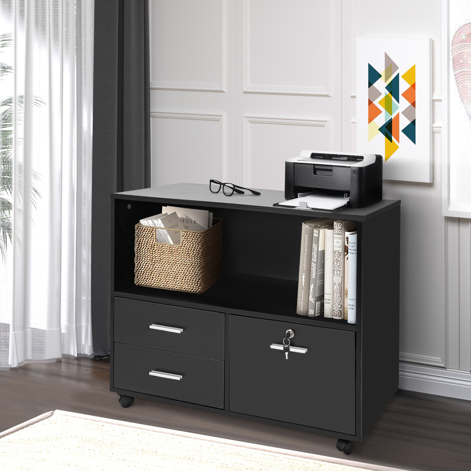 Latitude Run® 3 Drawer Mobile Lateral Filing Cabinet | Wayfair