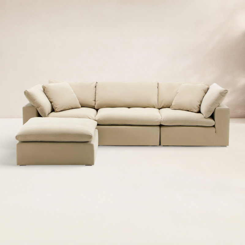 Calana Modular Sectional, Almond, 4 Piece (2 Corner, 2 Armless)