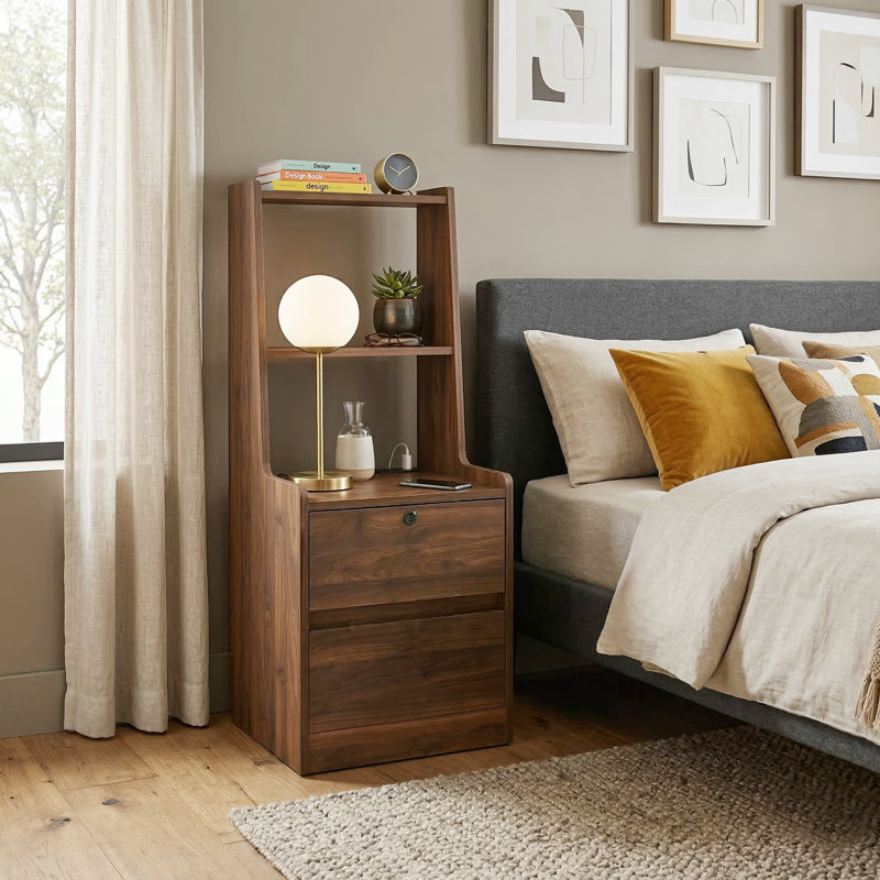 Jeannine Manufactured Wood Nightstand, Brown