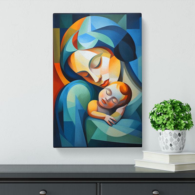 Mother And Baby Cubism No.3 - No Frame Print, 50cm H x 35cm W x 3cm D