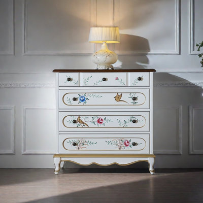 Hand-Painted Floral Storage Accent Chest