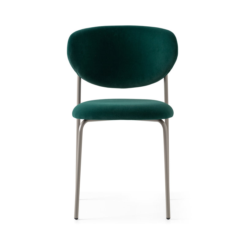 Cozy Upholstered Chair with Metal Frame, Matt Optic White, Forest Green