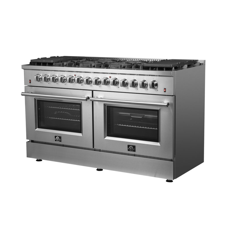 Cuisinière à double combustion en acier inoxydable 60 pouces Galiano, 10 brûleurs, 8,64 pieds Fours à convection véritable