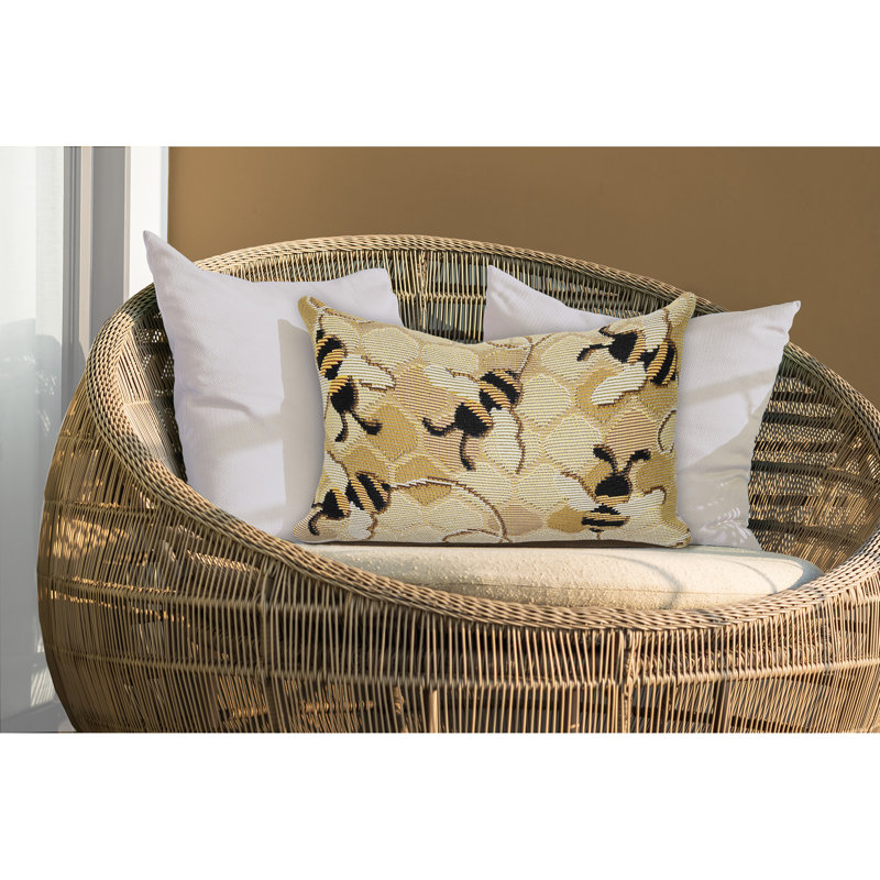 Marina Bee Free Indoor/Outdoor Throw Pillow, Beige/Black, 12" x 18"