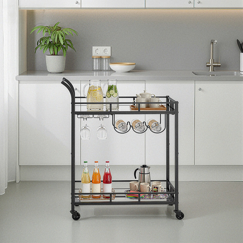 Aarnav Metal Bar Cart, Black