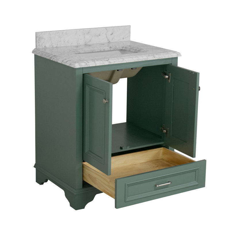 Ensemble de meuble-lavabo simple 30 po Loughlam, Marbre de Carrare, Vert sauge