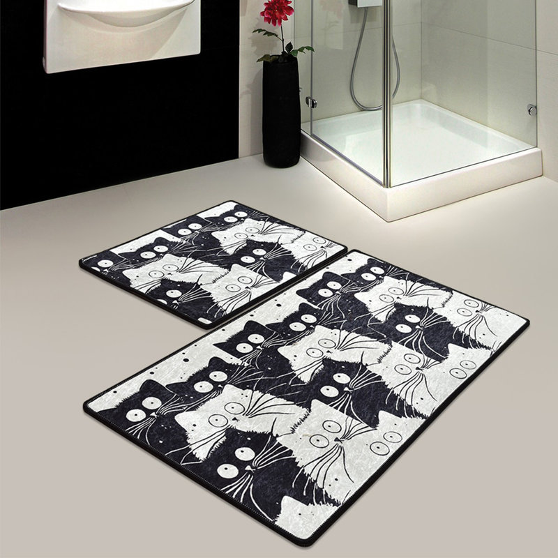 Ensemble de tapis de bain antibactérien (2 pièces), 100% polyester, 19,7 po x 23,6 po et 23,6 po x 39,4 po | Sous-tapis antidérapant, hauteur des poils: 0,4 po | Lavable à la machine, doux et durable, idéal pour la sécurité et le confort de la sall