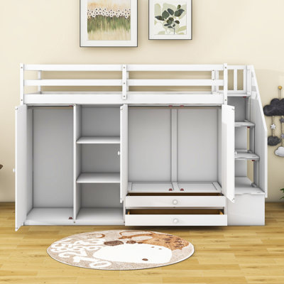Graviel Kids Twin Loft Bed with Drawers