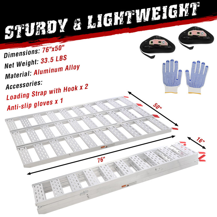Dundee Deco Aluminum Tri-fold Ramp With Treads, Loading Ramps 1 Pack ...