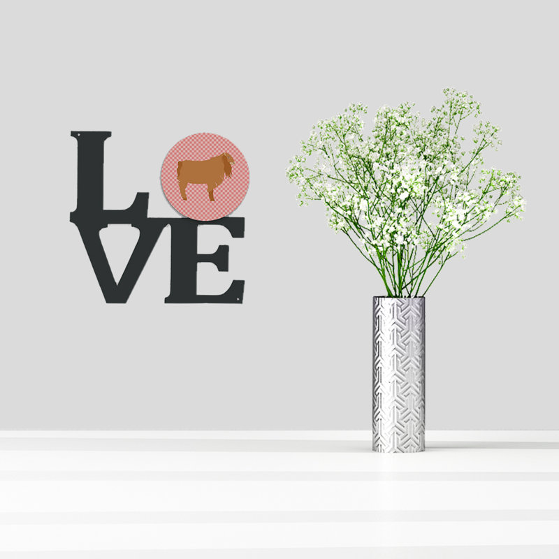 Décoration murale en métal love lamancha de chèvre american, Rose