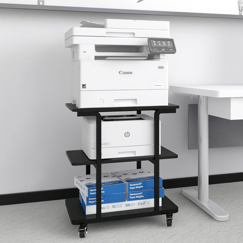 24''x20''x26'' Large Printer Table with Storage Shelf, 3 Tier Rolling Printer Cart with Wheels,Multifunctional Shelves for Home Office