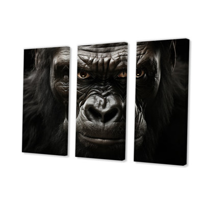 " Africa Gorillas Majesty " 3 Piece Art Mixed Media Print