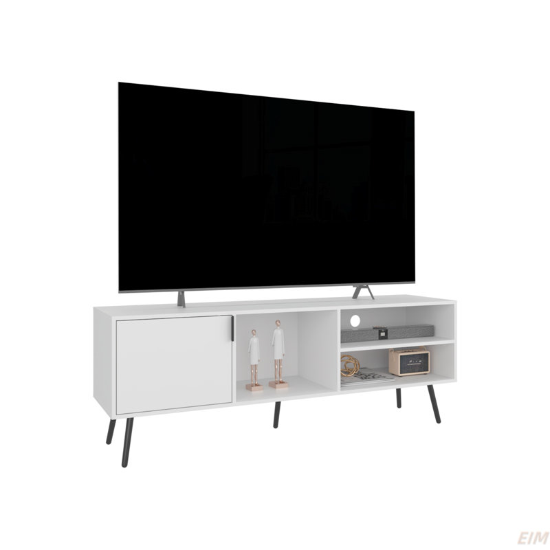 Meuble télé, 1 porte, 3 tablettes (meuble télé), Blanc