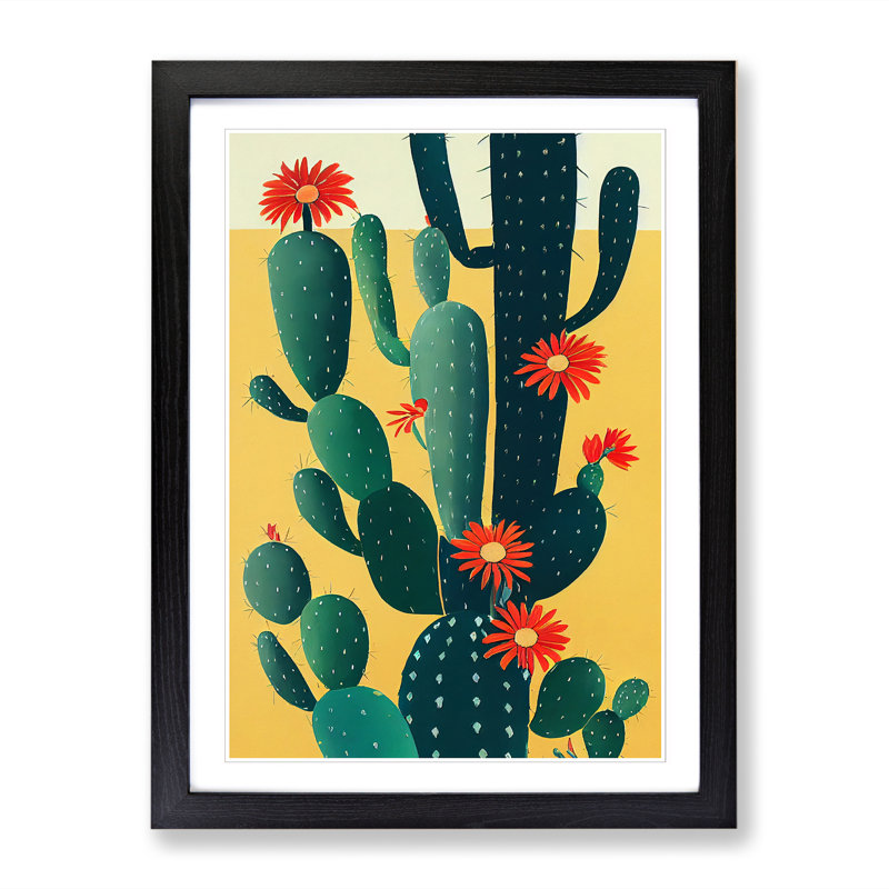 FRM-V0523-342X Cactus Cacti Vol.2 - Single Picture Frame Print, 46cm H x 34cm W x 2cm D, Black Framed