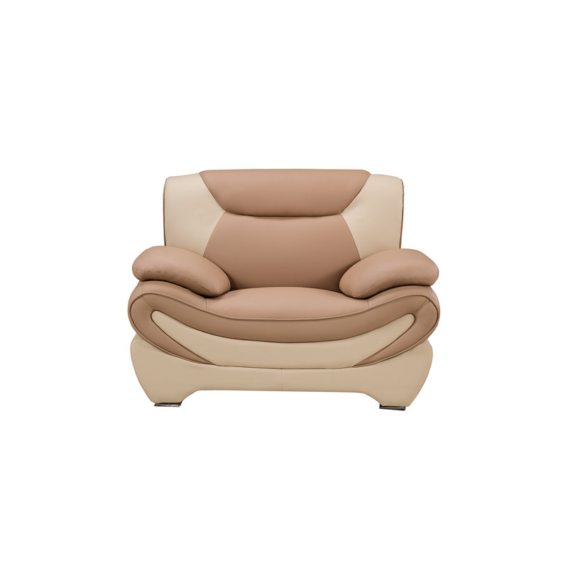 Fauteuil club Barnish de 121,92 cm de large, Cuir véritable beige